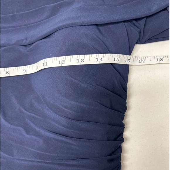 MAC DUGGAL BEADED CUFF DROP SHOULDER GOWN DRESS NAVY free shipping - Picture 8 of 8